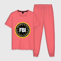 Пижама хлопковая мужская FBI Departament, цвет: коралловый
