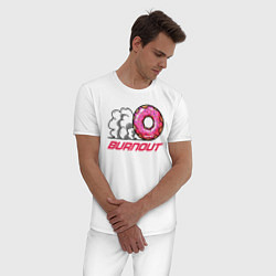 Пижама хлопковая мужская BURNOUT, цвет: белый — фото 2