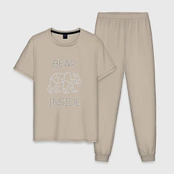 Пижама хлопковая мужская Bear Inside, цвет: миндальный