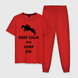 Пижама хлопковая мужская Keep Calm & Jump On, цвет: красный