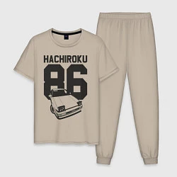 Пижама хлопковая мужская Toyota AE86 Hachiroku, цвет: миндальный