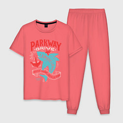 Пижама хлопковая мужская Parkway Drive: Unbreakable цвета коралловый — фото 1