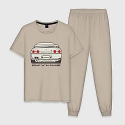 Пижама хлопковая мужская Nissan Skyline R32, цвет: миндальный