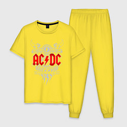 Пижама хлопковая мужская AC/DC: Black Ice, цвет: желтый