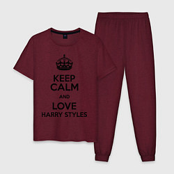 Пижама хлопковая мужская Keep Calm & Love Harry Styles, цвет: меланж-бордовый