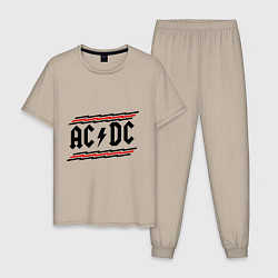 Пижама хлопковая мужская AC/DC Voltage цвета миндальный — фото 1