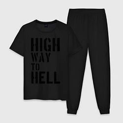 Пижама хлопковая мужская High way to hell, цвет: черный