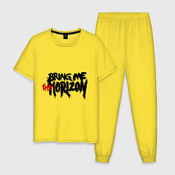 Пижама хлопковая мужская Bring me the horizon, цвет: желтый