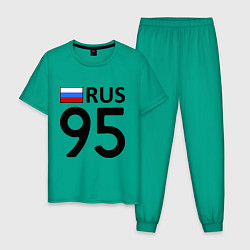 Пижама хлопковая мужская RUS 95, цвет: зеленый