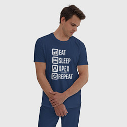 Пижама хлопковая мужская Eat, Sleep, Apex, Repeat, цвет: тёмно-синий — фото 2
