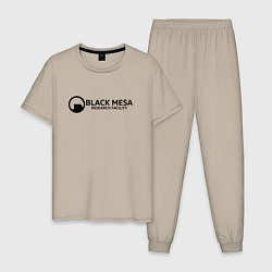 Пижама хлопковая мужская Black Mesa: Research Facility, цвет: миндальный