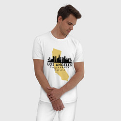 Пижама хлопковая мужская Лос-Анджелес - США, цвет: белый — фото 2