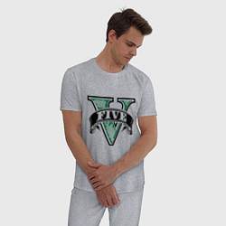 Пижама хлопковая мужская GTA V: Logo, цвет: меланж — фото 2