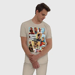 Пижама хлопковая мужская GTA 5: Stories, цвет: миндальный — фото 2