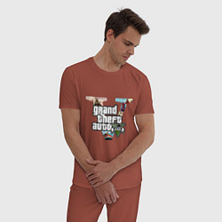 Пижама хлопковая мужская GTA V: City, цвет: кирпичный — фото 2