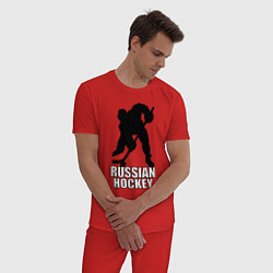 Пижама хлопковая мужская Russian Black Hockey, цвет: красный — фото 2