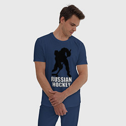 Пижама хлопковая мужская Russian Black Hockey, цвет: тёмно-синий — фото 2