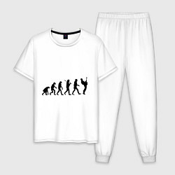 Пижама хлопковая мужская Эволюция рока, цвет: белый