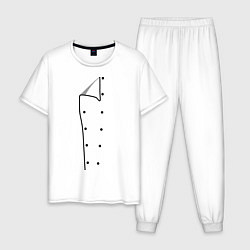 Пижама хлопковая мужская Шеф повар, цвет: белый