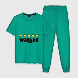 Пижама хлопковая мужская GTA Wanted, цвет: зеленый