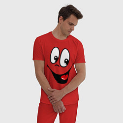 Пижама хлопковая мужская Заразительная улыбка, цвет: красный — фото 2