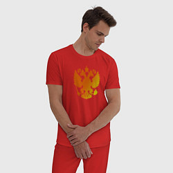 Пижама хлопковая мужская Оранжевый силуэт Герб - градиент, цвет: красный — фото 2