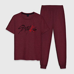 Пижама хлопковая мужская STRAY KIDS BANGCHAN, цвет: меланж-бордовый