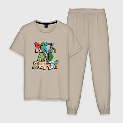 Пижама хлопковая мужская Rick and Morty, цвет: миндальный