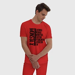 Пижама хлопковая мужская MONSTA X, цвет: красный — фото 2