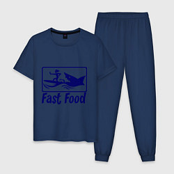 Пижама хлопковая мужская Shark fast food, цвет: тёмно-синий