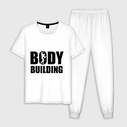 Пижама хлопковая мужская Bodybuilding, цвет: белый