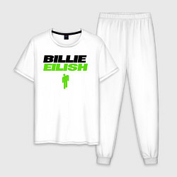 Пижама хлопковая мужская Billie Eilish: Bellyache, цвет: белый