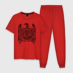 Пижама хлопковая мужская Slayer логотип, цвет: красный