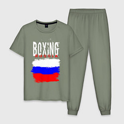 Пижама хлопковая мужская Бокс Россия, цвет: авокадо