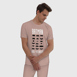 Пижама хлопковая мужская Batman Logos, цвет: пыльно-розовый — фото 2