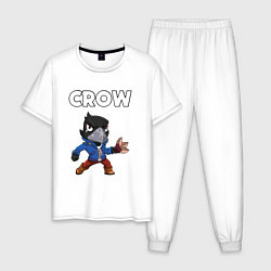 Пижама хлопковая мужская BRAWL STARS CROW, цвет: белый