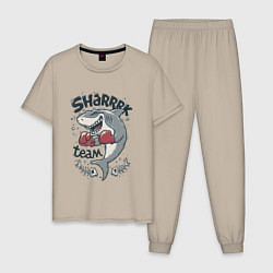 Пижама хлопковая мужская Shark Team, цвет: миндальный