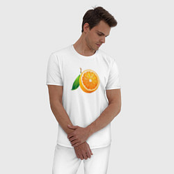 Пижама хлопковая мужская Апельсин, цвет: белый — фото 2