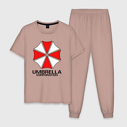 Пижама хлопковая мужская UMBRELLA CORP, цвет: пыльно-розовый