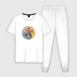 Пижама хлопковая мужская Луна Инь-Янь, цвет: белый