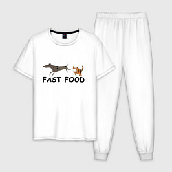 Пижама хлопковая мужская Fast food цвет, цвет: белый