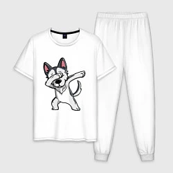 Пижама хлопковая мужская Dabbing Dog, цвет: белый