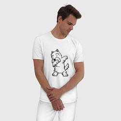 Пижама хлопковая мужская Dabbing Dog, цвет: белый — фото 2