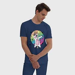 Пижама хлопковая мужская Dab Unicorn, цвет: тёмно-синий — фото 2