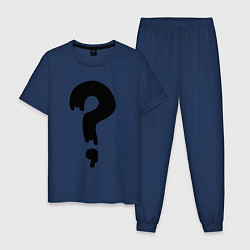 Пижама хлопковая мужская Знак Вопроса, цвет: тёмно-синий