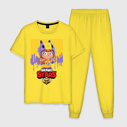Пижама хлопковая мужская BRAWL STARS BEA, цвет: желтый