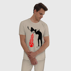 Пижама хлопковая мужская Banksy, цвет: миндальный — фото 2