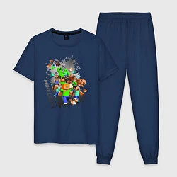Пижама хлопковая мужская Minecraft, цвет: тёмно-синий