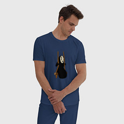 Пижама хлопковая мужская Безликий на качелях, цвет: тёмно-синий — фото 2