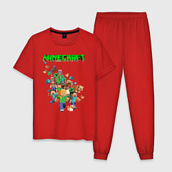 Пижама хлопковая мужская Minecraft, цвет: красный